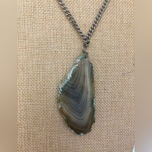 Sliced Agate Slab‎ Pendant Necklace